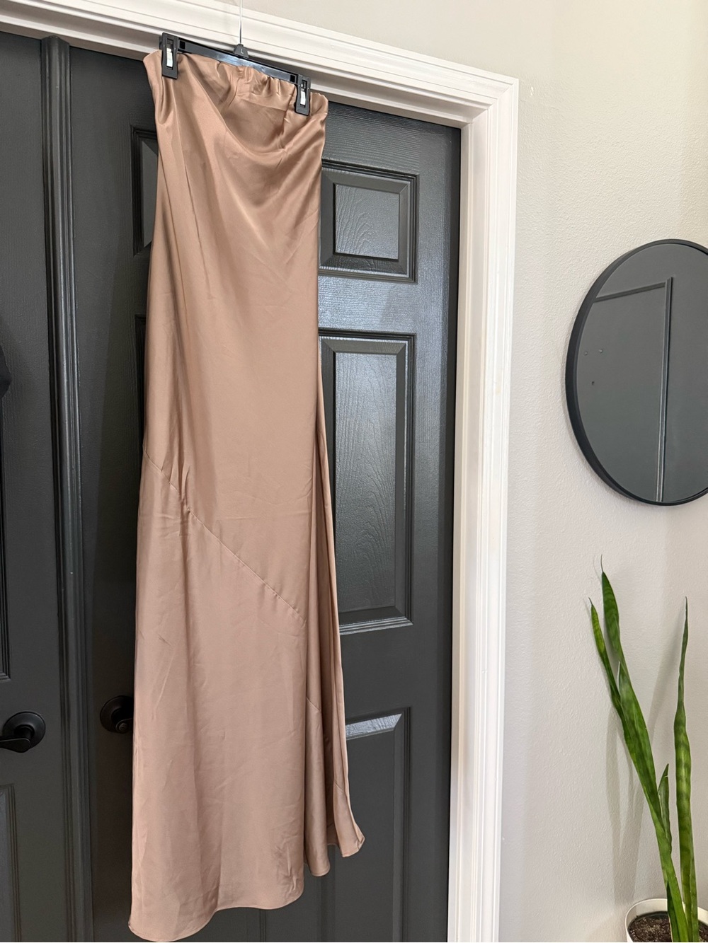 New Show Me Your Mumu- Taylor Tube Strapless Satin Maxi Dress in Taupe - Picture 4 of 7
